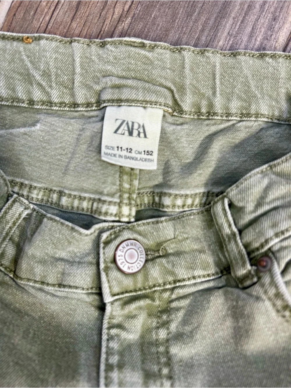 ZARA Boys Slim Fit Jeans Olive Sage Green Denim Size 11-12 Years